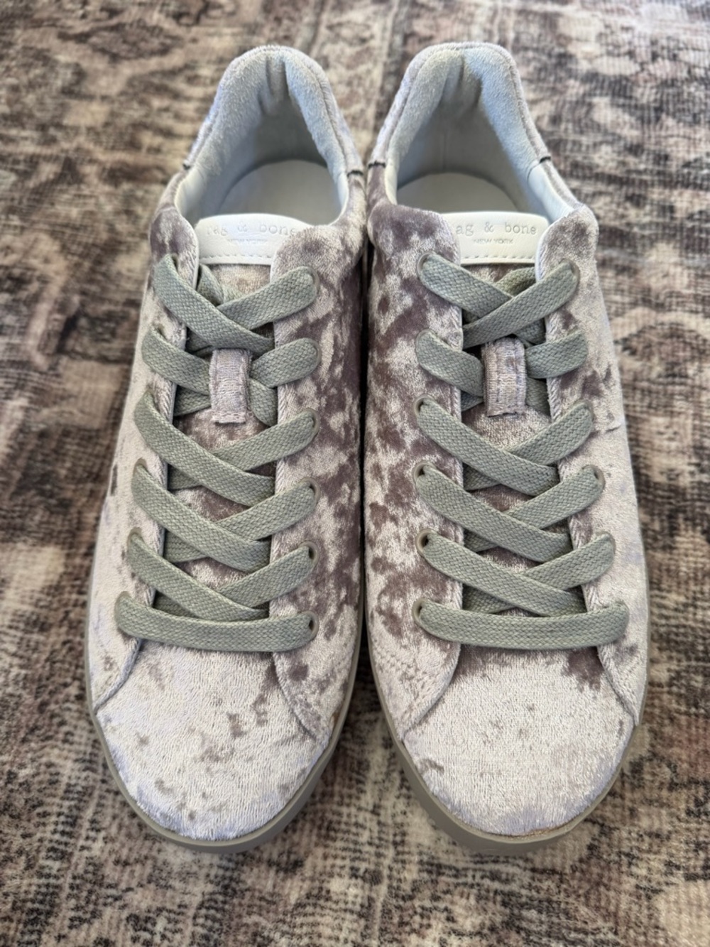 rag & bone Women's Velvet Low-Top Sneakers in Light Gray